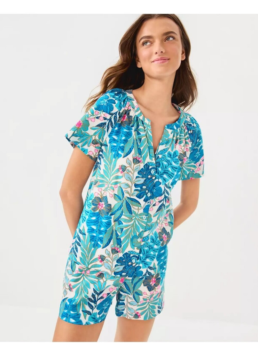 BNWT Lilly Pulitzer Woven Pajama Top and Boxer Short size L